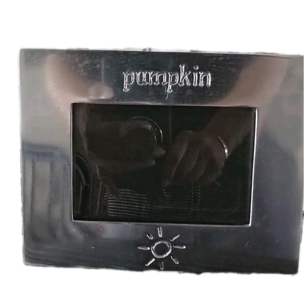 Engraved Silver‎ Plated Metal Picture Frame Pumpkin Sun Motif Harvest Fall Decor